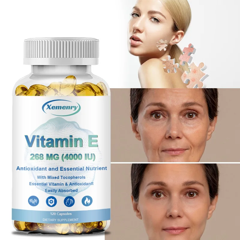 

Vitamin E Capsules - Support Skin, Cardiovascular Health, Repair Cells, Improve Immunity, Anti-oxidation
