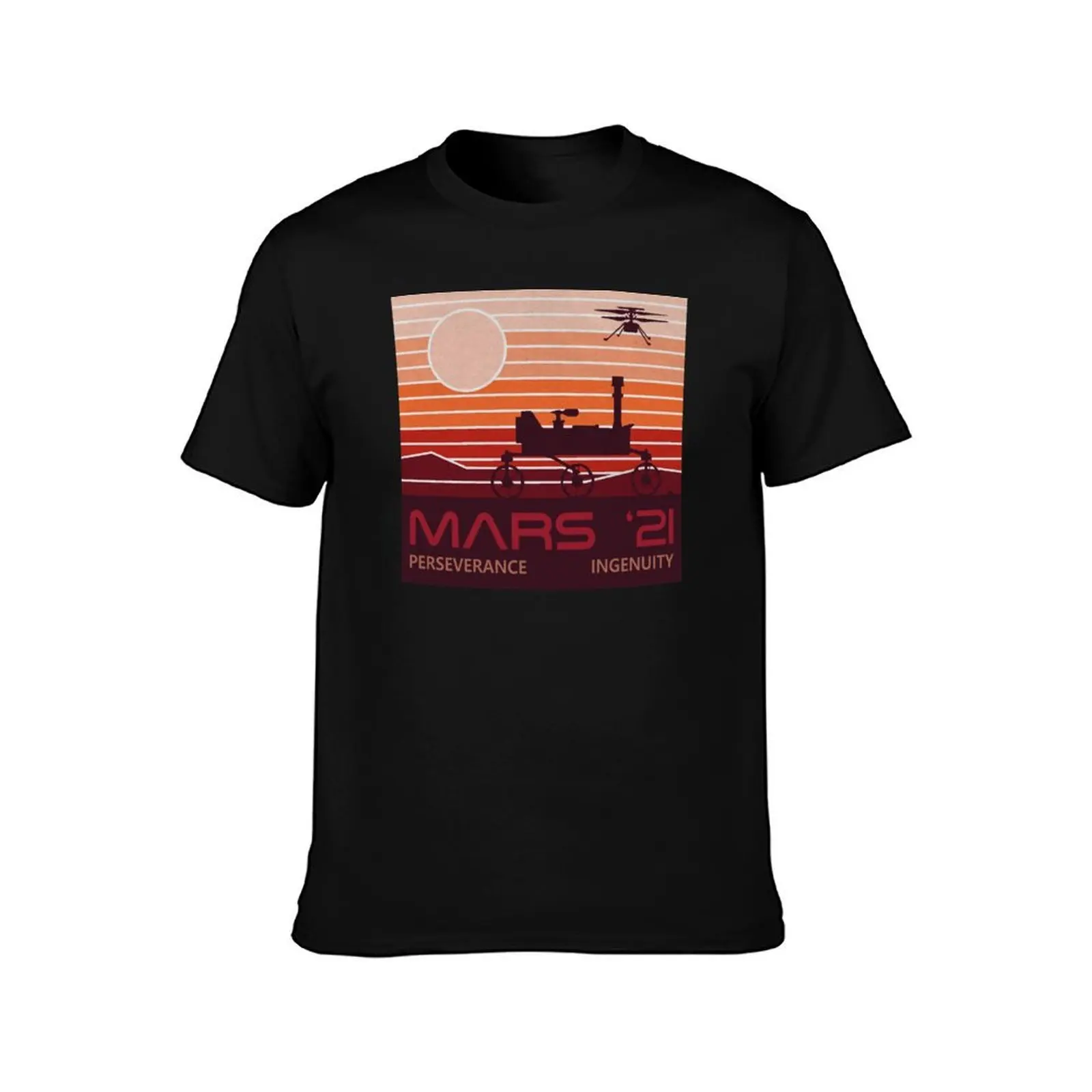 Mars landing Feb 18 2021 Perseverance rover Ingenuity drone T-Shirt, Summer Casual Cotton Tee, Oversized Streetwear Tops