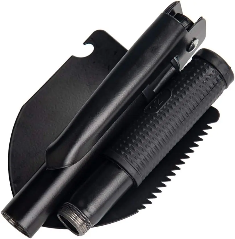 Pá de acampamento dobrável pequena militar, mini picareta compacta com bolsa de transporte para jardinagem, off road, caça, emergência de carro