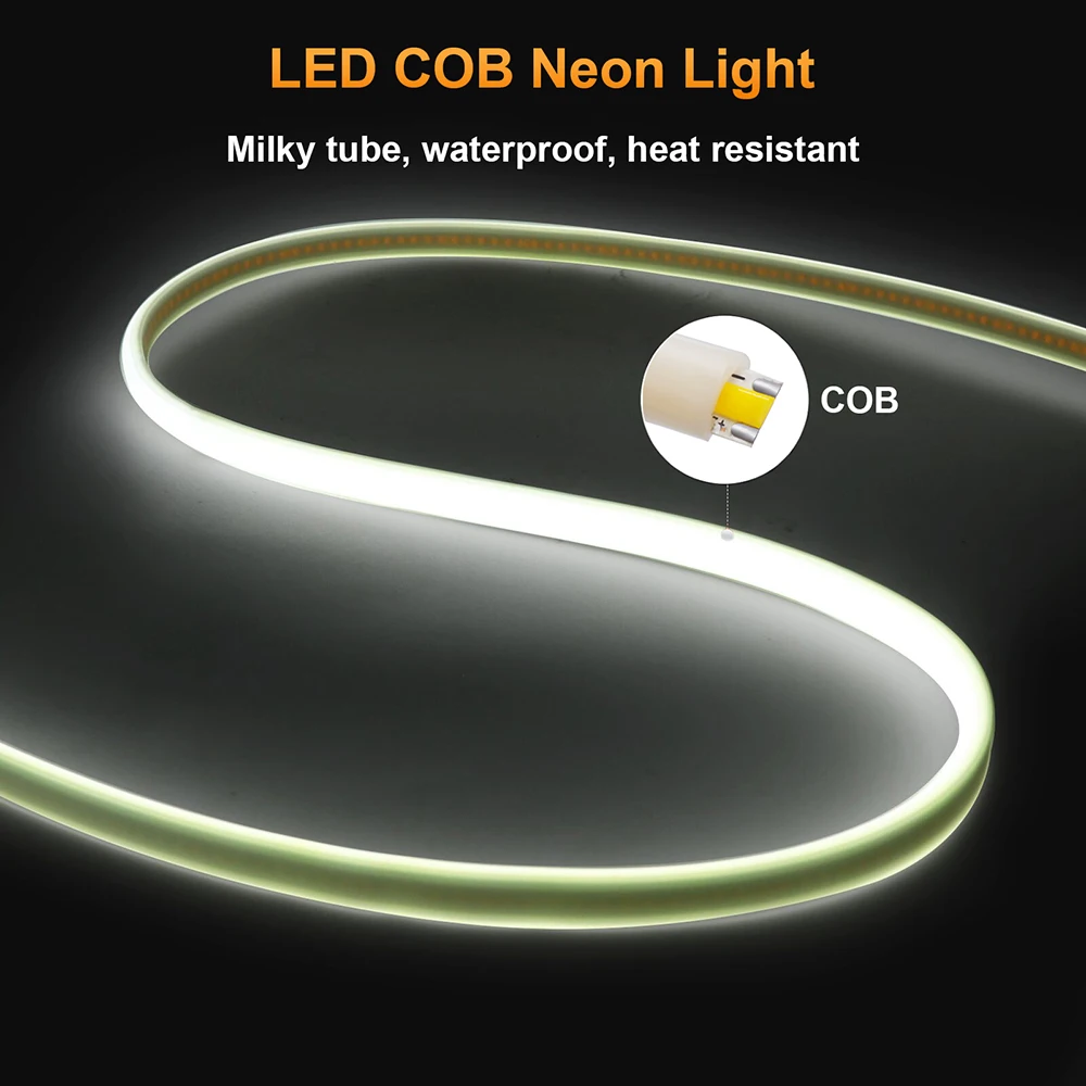 288LEDs/m COB LED Neon Light 220V Dimmable 10 Colors High CRI RA90 Flexible Strip with Power for Custom Sign Wall Decoration