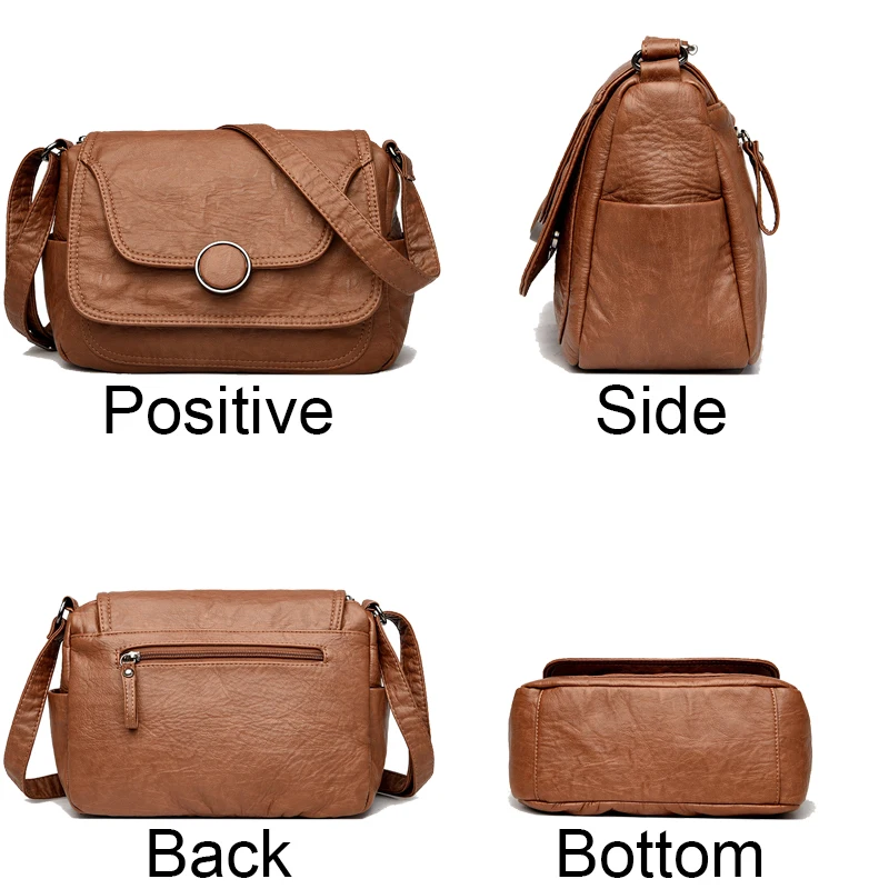 Sac à Main en Cuir Souple à Poches Multiples pour Femme, Sacoche de Bonne Qualité, de Styliste de Luxe, à Bandoulière, Initiées