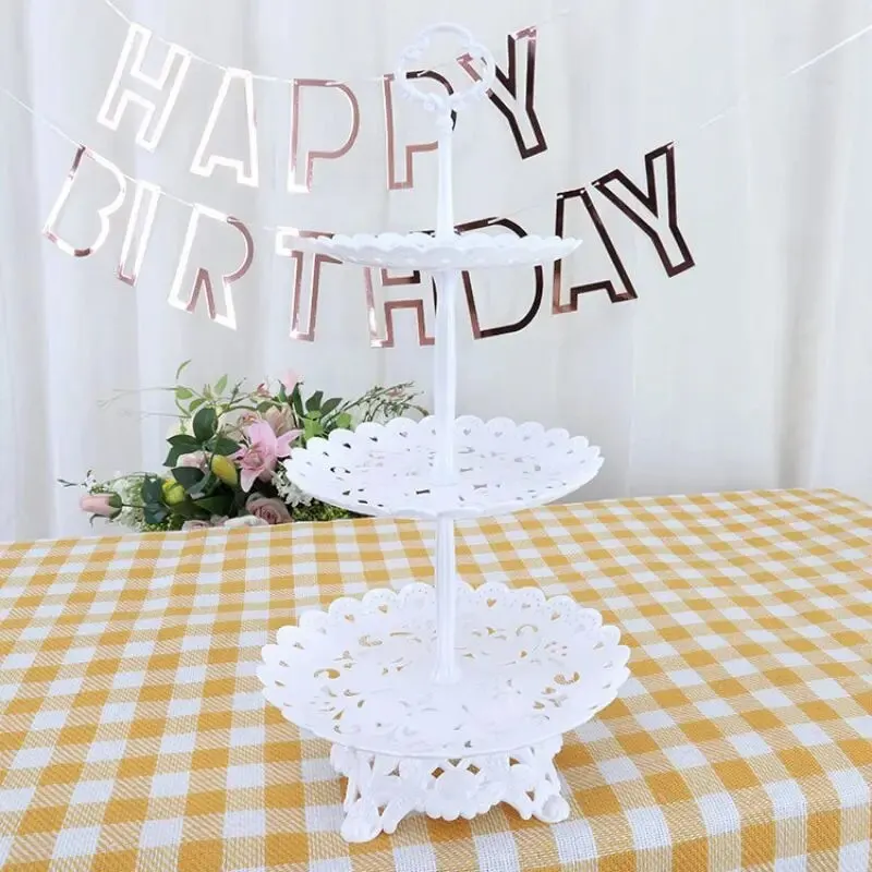 صينية بلاستيكية خفيفة الطراز فاخرة ، طبق فاكهة 3 طبقات ، طبق فواكه جاف ، طبق حلوى ، ديكور طاولة حلوى ، رف ترتيب