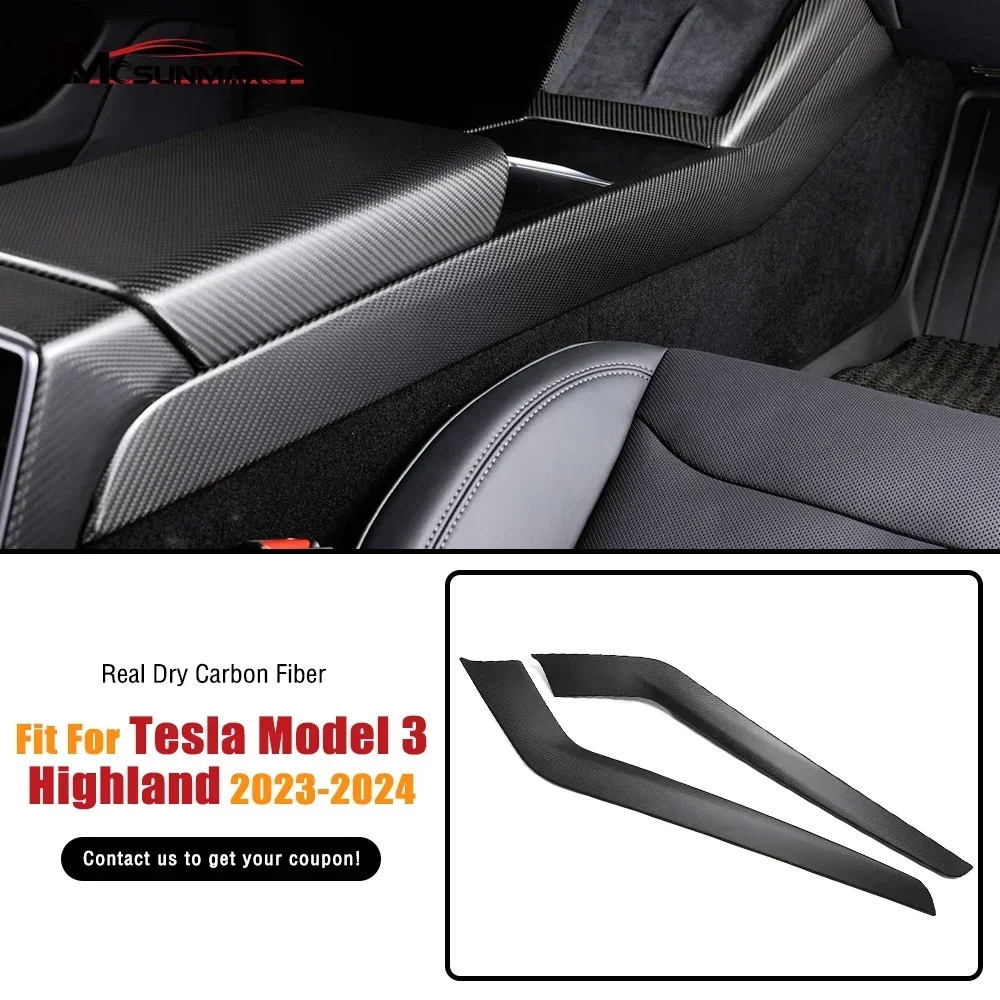 

Carbon Fiber Center Console Gear Shift Side Strips Panel Trim Car Interior Accessories for Tesla Model 3 Highland 2024