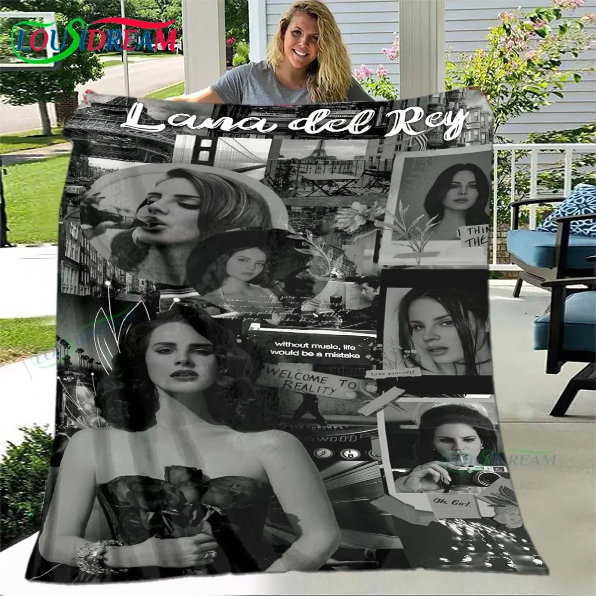 

Pop Female Singer Lana Del Rey Pattern Blanket Star Art Flannel Thin Blanket Portable Home Travel Office Lunch Break Blanket