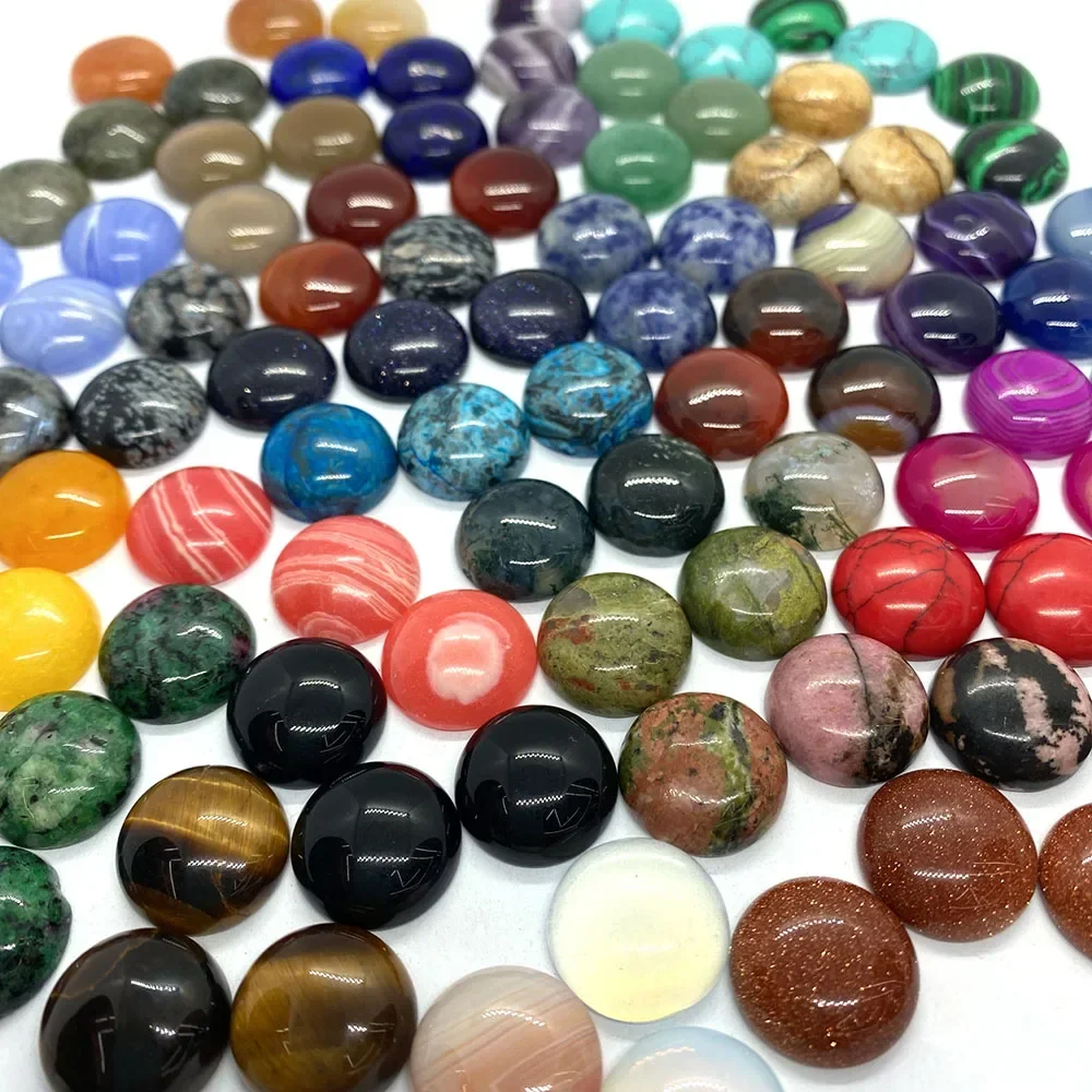 1pc naturalny kamień Cabochon ametyst tygrysie oko agat turkusowy okrągły koraliki typu kaboszon Fit wisiorki pierścionki kolczyki biżuteria DIY 4-14mm