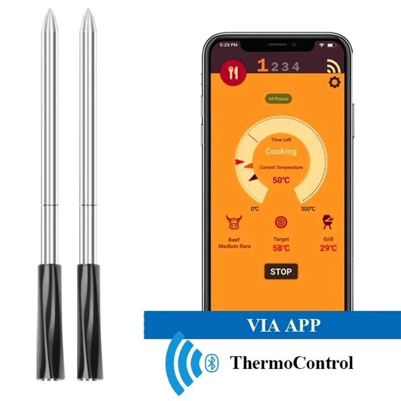 Wireless Meat Food Thermometer for Oven Grill BBQ Smoker Kitchen Smart Digital Bluetooth Barbecue Thermometer Temperature Gauge