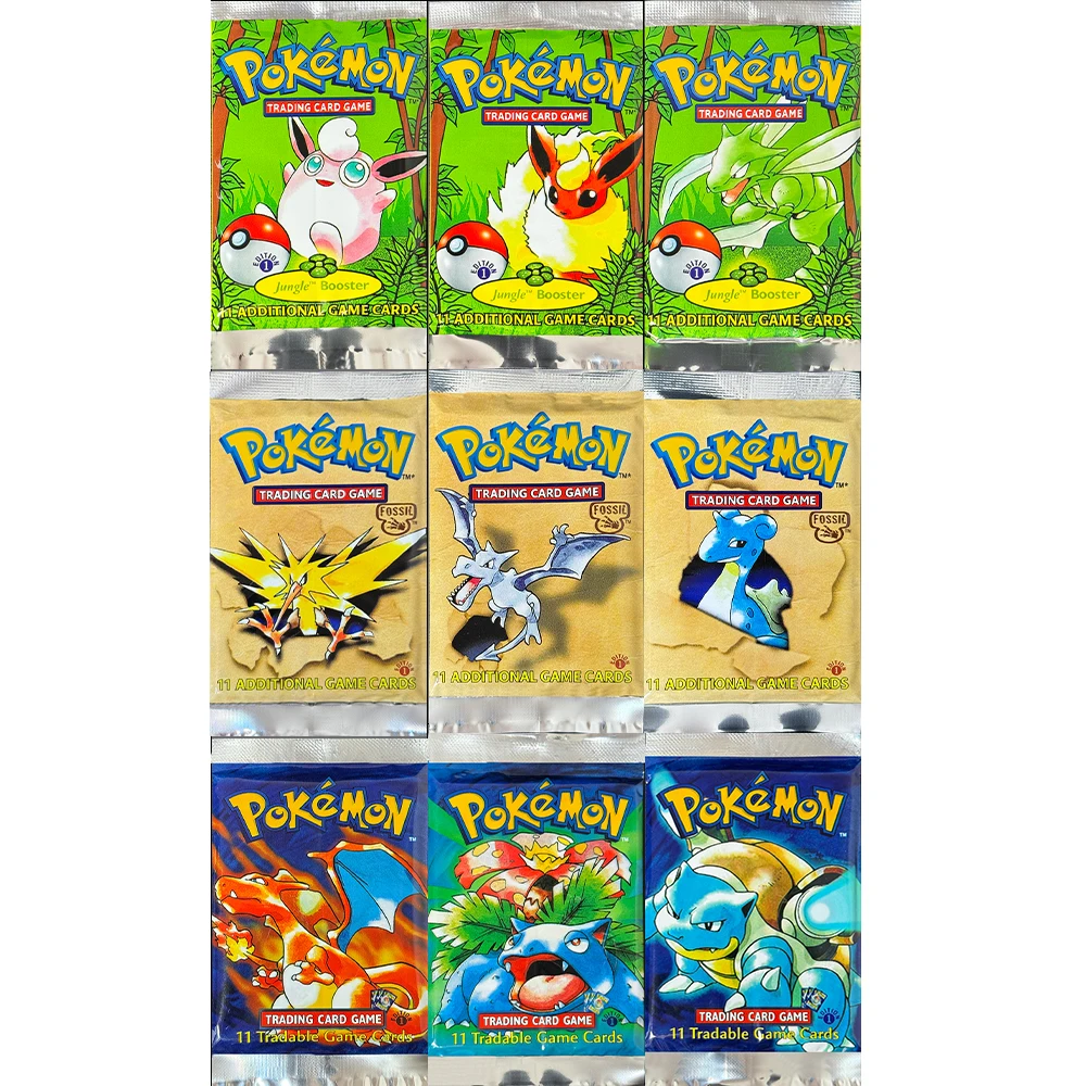 PKM Booster Packs 9 models TCG Proxy Game Cards 1st Edition Charizrd Blastoise Flareon Aerodactyl Lapras 1Pack 11 Cards Collect