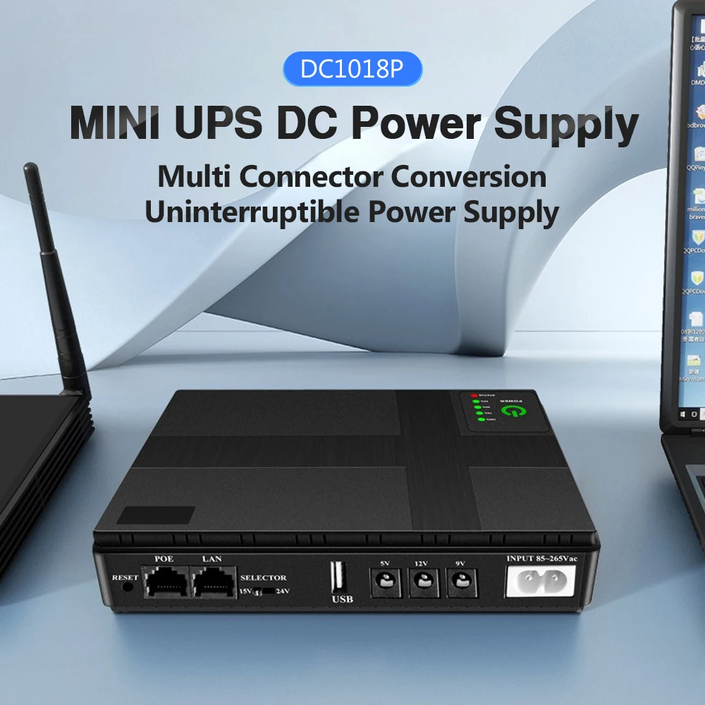 UPS Uninterruptible Power Supply AC85-265V To DC5/9/12V Router Optical Cat Adapter 8800/10400Mah Backup Power Supply EU US Plug