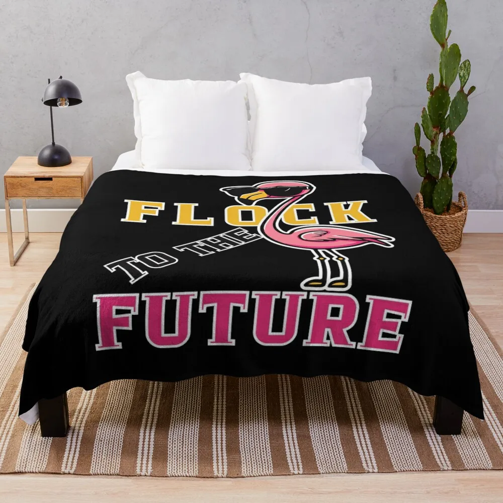 

Flock to the Future - Retro Flamingo with Attitude Throw Blanket Personalized Gift Blankets For Bed Blankets