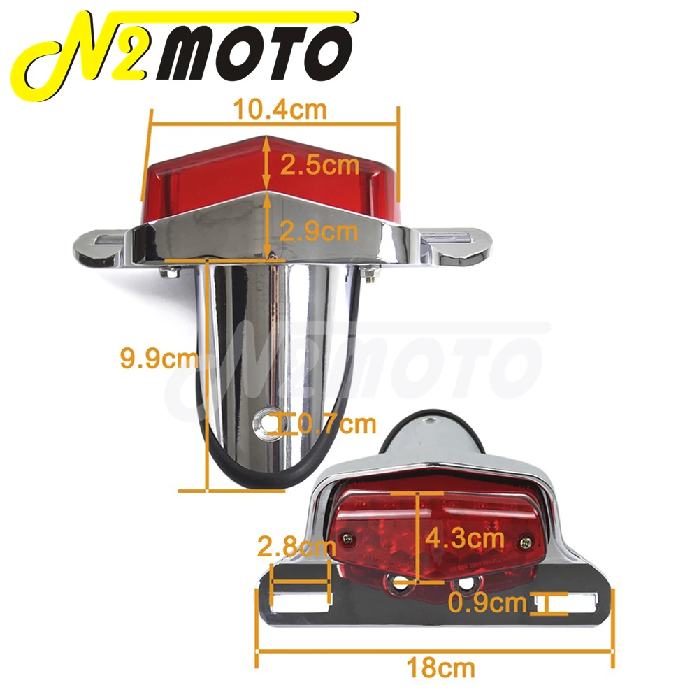 Lucas Style Motorcycle Chrome 12V LED Tail Light Brake Stop Lamp Licence Plate Light For Harley Bobber Cafe Racer Norton