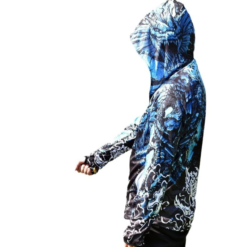 ملابس صيد السمك للرجال للحماية من الشمس سترة صيد من الحرير الجليدي للأشعة فوق البنفسجية، رفيعة للغاية وقابلة للتنفس ومقاومة للبعوض للصيد في الهواء الطلق