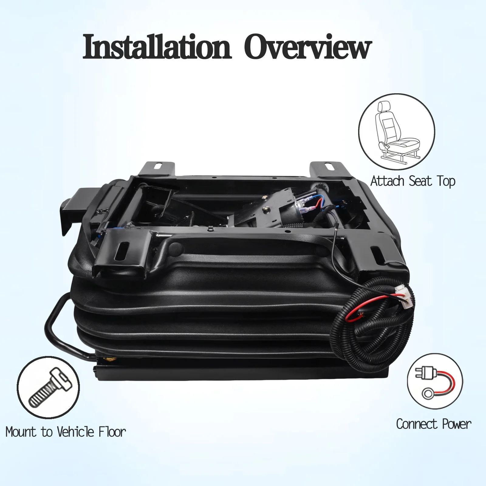 Universal Air Suspension Seat Base 12V/24V Built-in Pump Shock Absorber for RV Van Truck Tractor Seat Retrofit for RV,Van,Truck