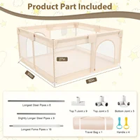 47X47 Inch Baby Playpen with 2 Handles, Toddler Play Yard with Soft And Breathable Mesh And Zipper Door, 27 Inch Height 8
