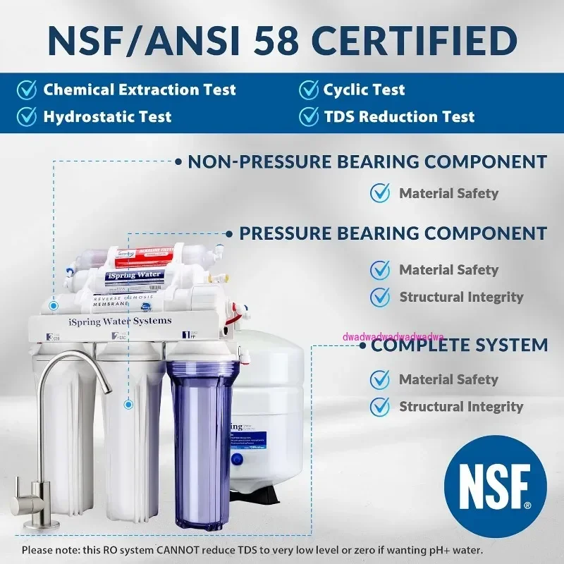 5-stufiger Umkehrosmose-Wasserfilter unter der Spüle mit hoher Kapazität, RO-Trinksystem, 75 GPD