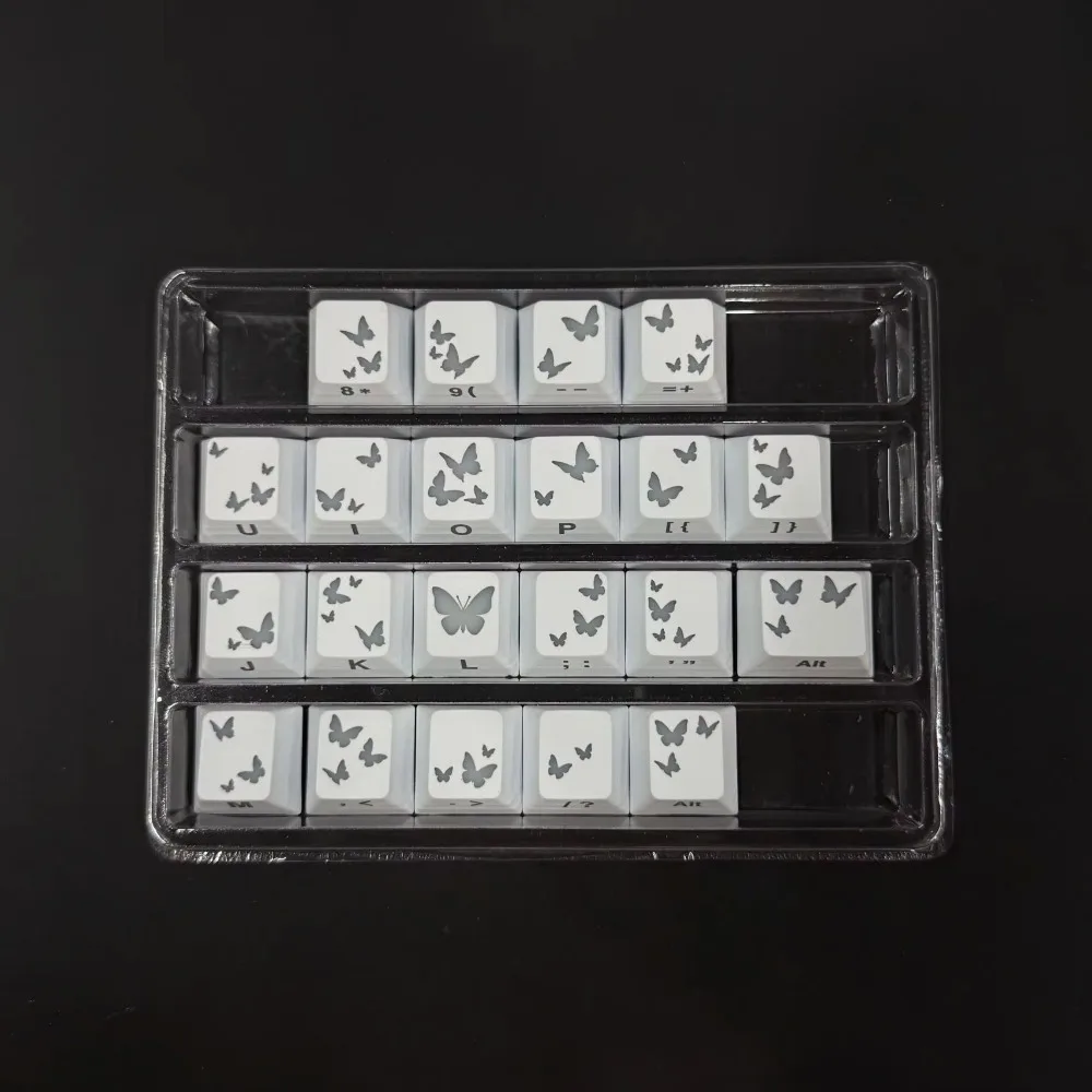 21 Keys Butterfly Keycaps Heart Translucent Backlit for MX Mechanical Keyboard RGB Gaming Custom Cute Kawaii Replacement Set