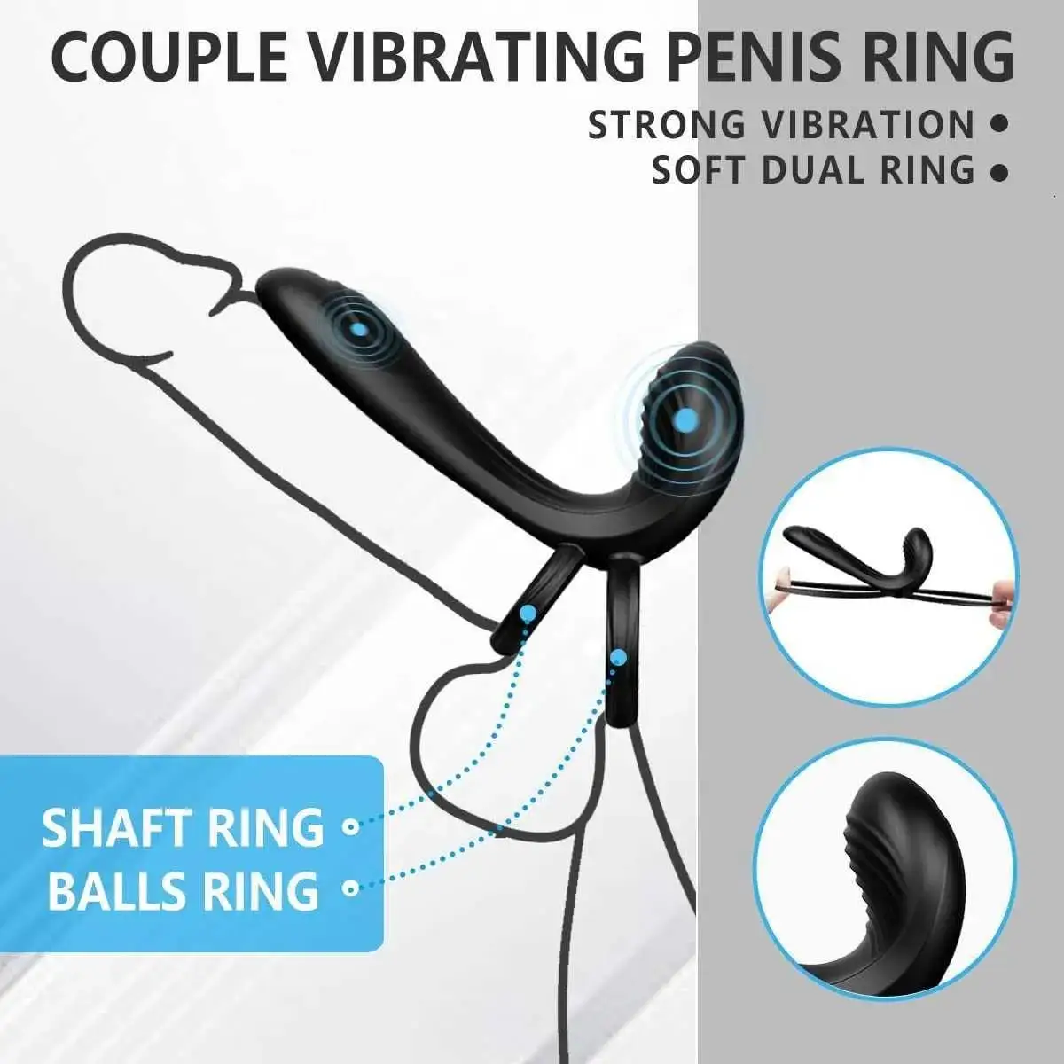 Masturbatore giocattolo del sesso coppia vibratore con doppio anello del pene 10 modalità vibrante G-spot e Clitor Simulator 3 in 1 ricaricabile Wat