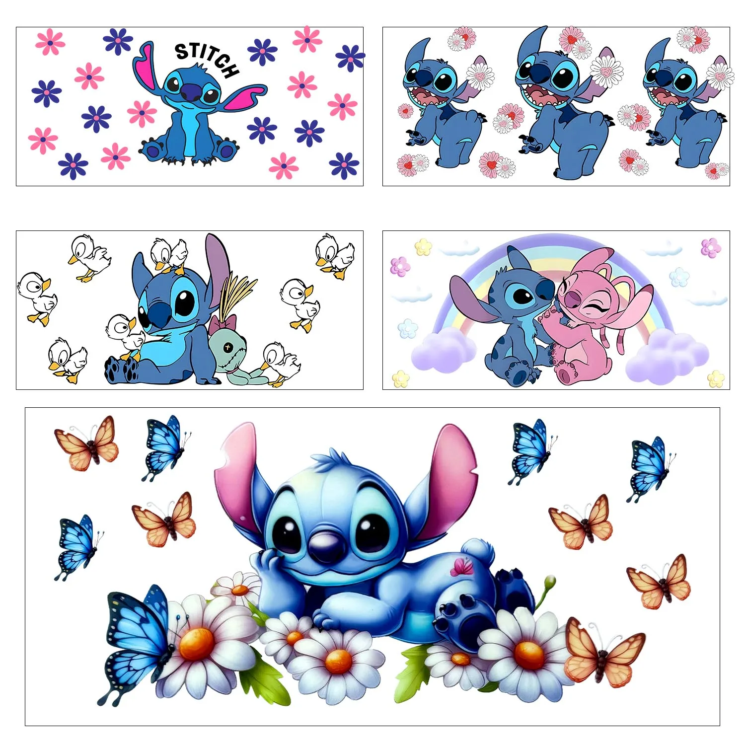 

Cute blue Stitch Monster Easy peel waterproof DIY Decals 3D transfers uvdtf stickers 16oz uv dtf tumbler cup wraps sticker