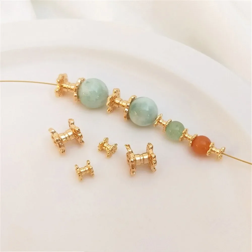 14K goudkleur dubbelzijdige bloembeugel, gescheiden kralenbeugel, diy handarmband, handstring sieraden accessoires materialen