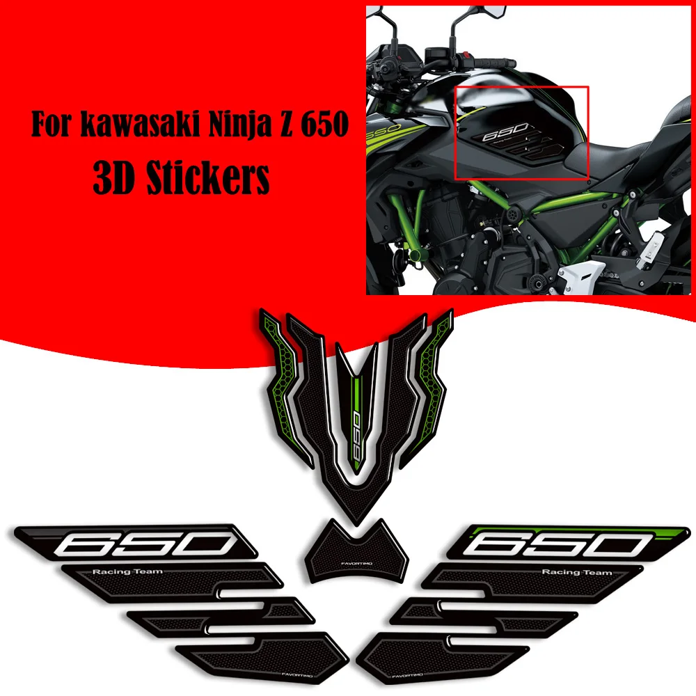

Motorcycle For kawasaki Ninja Z 650 Z650 2020 - 202 Tank Pad Side Grips Gas Fuel Oil Kit Knee Fairing Fender 3D Stickers Decals