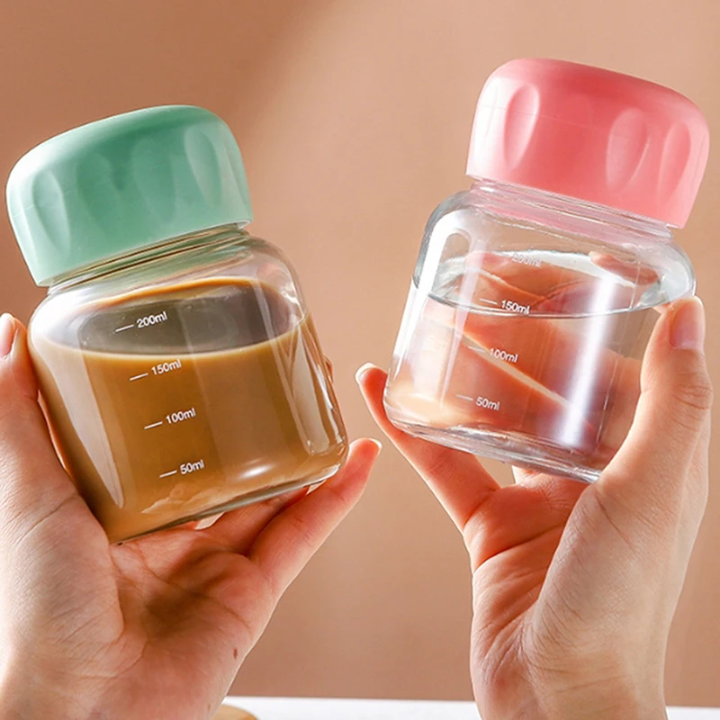 Mini tazza di grasso da 200 ml con tazza d'acqua in vetro graduato, tazza di succo portatile estiva, contenitore per bevande, regalo per la casa da viaggio