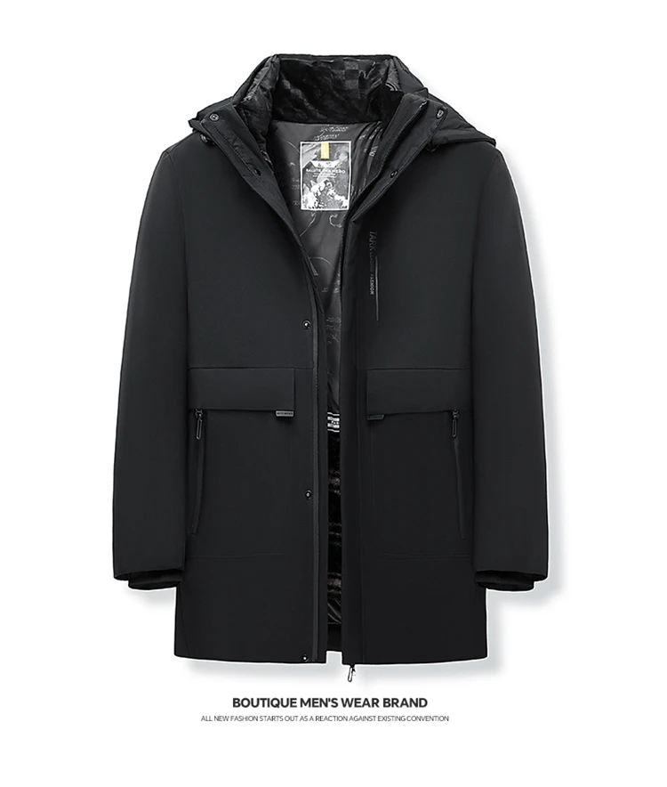 2PC Waterproof Windproof NEW -40 Degrees Top Quality White Duck Down Jacket Business Men Thick Winter Big Hood Collar Warm Parka