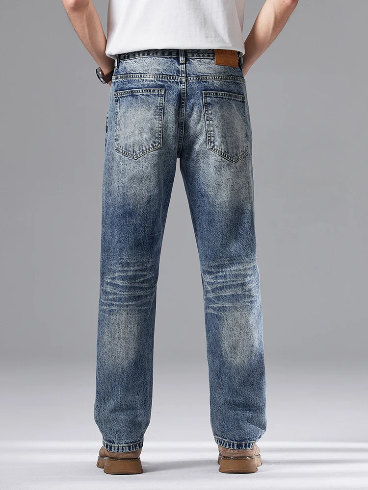 Classic Straight Jeans Men 2026 New Vintage Loose Casual Pants Washed Fashion Hip Hop Streetwear Denim Trousers