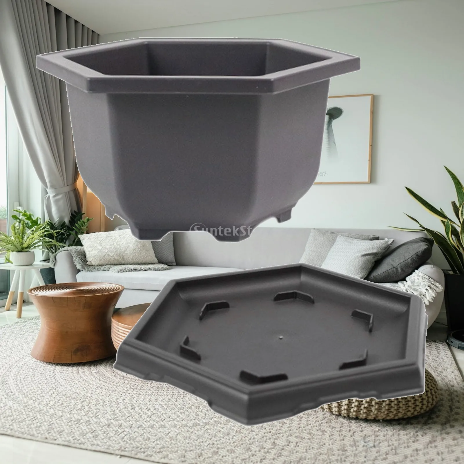 Training Pots with Tray with Drainage Hole Sturdy Bonsai Training Pots Multifunction for Festival Desk Wedding Patios Office