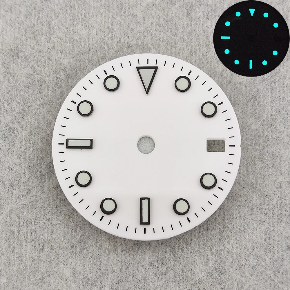 

Циферблат 28,5 мм, циферблат NH35, белый циферблат, циферблат часов NH36, светящийся циферблат, высококачественные аксессуары для часов, подходят для механизма NH35/NH36