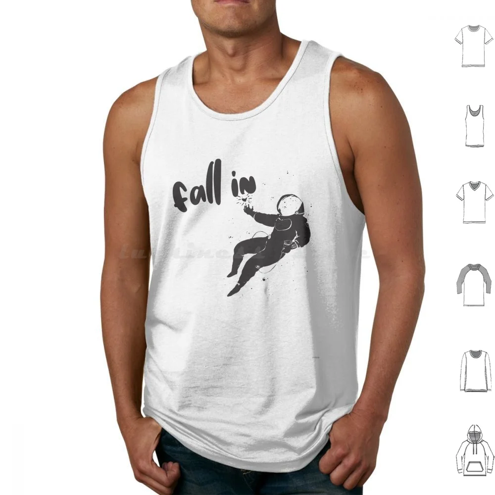 Fall In Love Tank Tops Print Cotton Space Love In Love Amor Fall In Black Astronaut