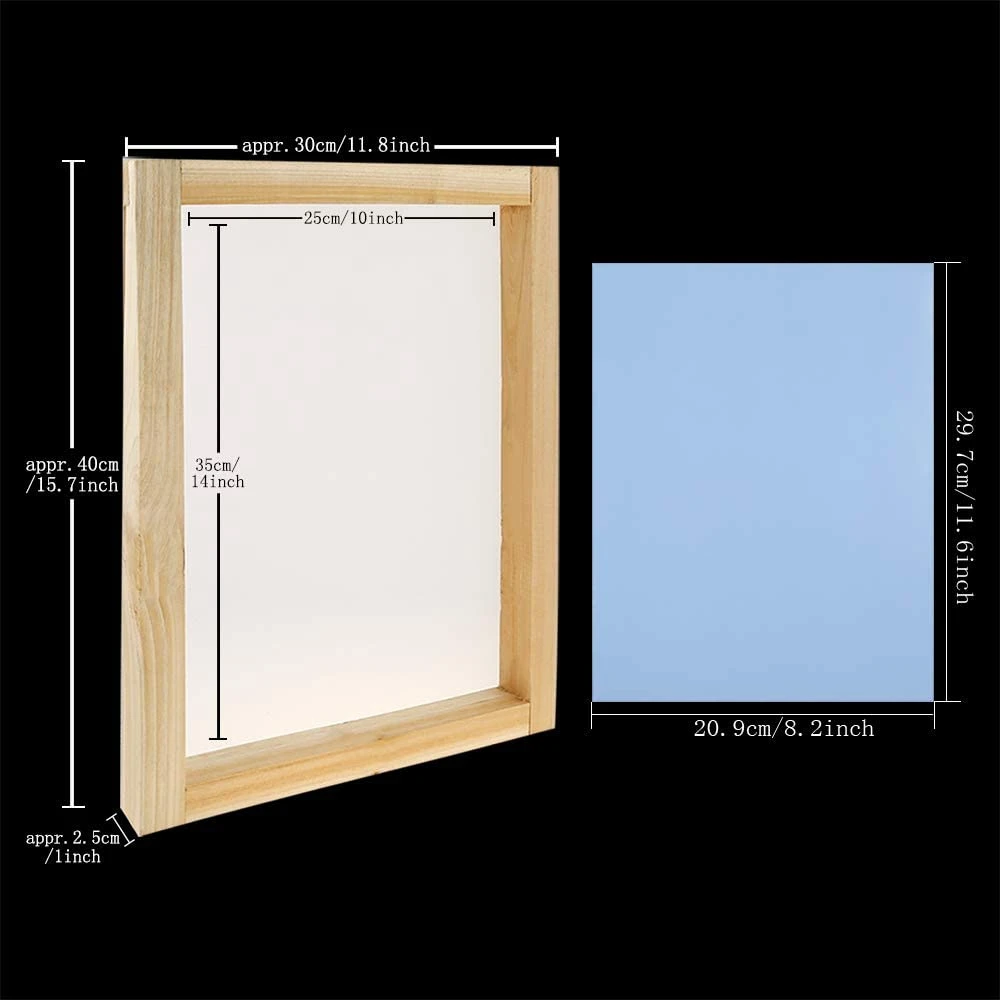 Professional Screen Printing Starter Kit, 10 X 14 Inch Wood Silk Screen Printing Frame With 110 White Mesh, Screen Printing Sque