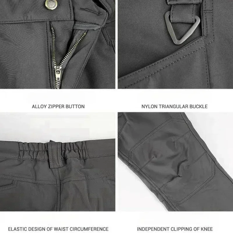 5XL 6XL invierno al aire libre mantener caliente asalto resistente al desgaste múltiples bolsillos pantalones largos suave Shell montañismo pantalones tácticos