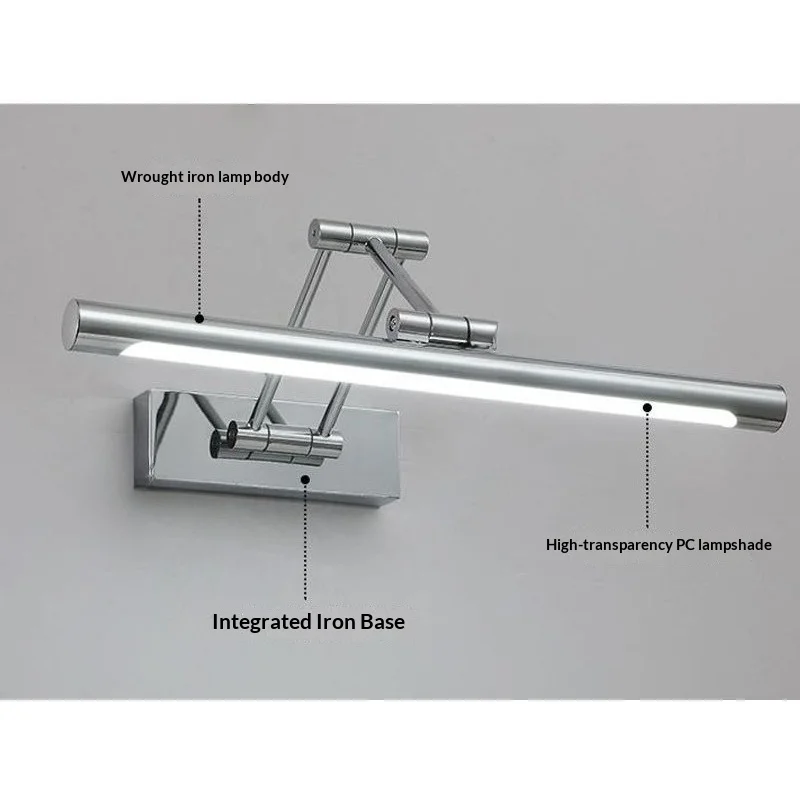 Durable Alloy LED Vanity Light Bathroom Cabinet Waterproof Anti-Fog Simple Modern Mirror Lamp Makeup Vanity Light Home Hotel