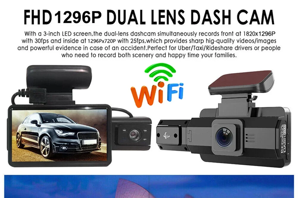 Dual Lens Dash Cam for Cars Black Box HD 1080P Car Video Recorder with WIFI Night Vision G-sensor Loop Recording Dvr Car Camera