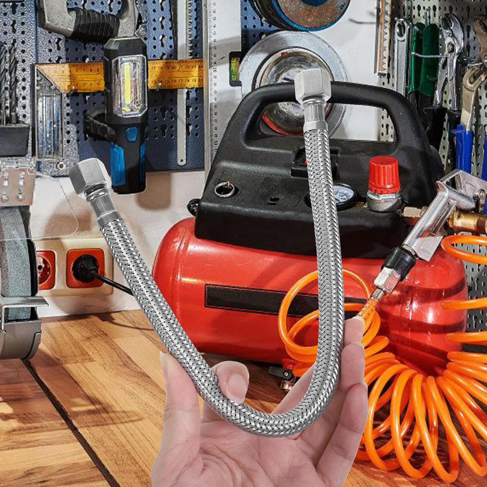 

Air Compressor Hose Accessories Stainless Steel Flexible Hoses Pneumatic Tools Equipment Replacement Parts Long Use Industrial