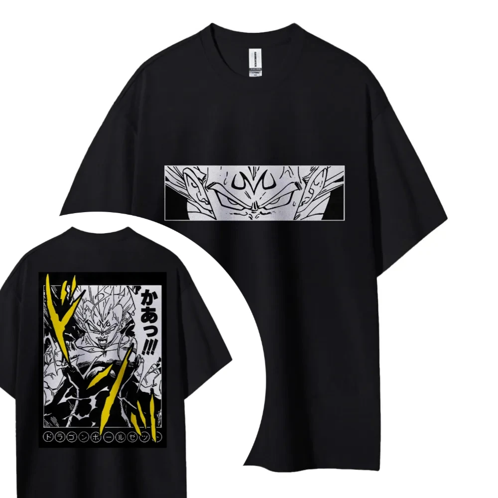 

2026 Summer Dragon Ball Majin Vegeta Manga Print Oversized Crew Neck T-Shirt 100% Cotton Casual Tops for Men Women Kids