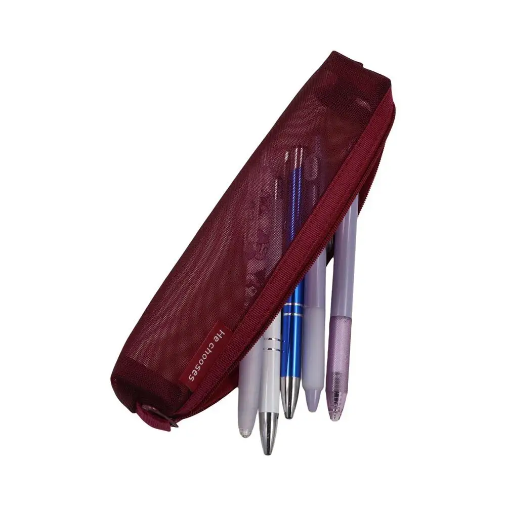 Девичий марлевый чехол для ручек, нейлоновая сетка, мини-прозрачный чехол для ручек, повседневный чехол для хранения канцелярских принадлежностей с высоким уровнем внешнего вида, школьный чехол