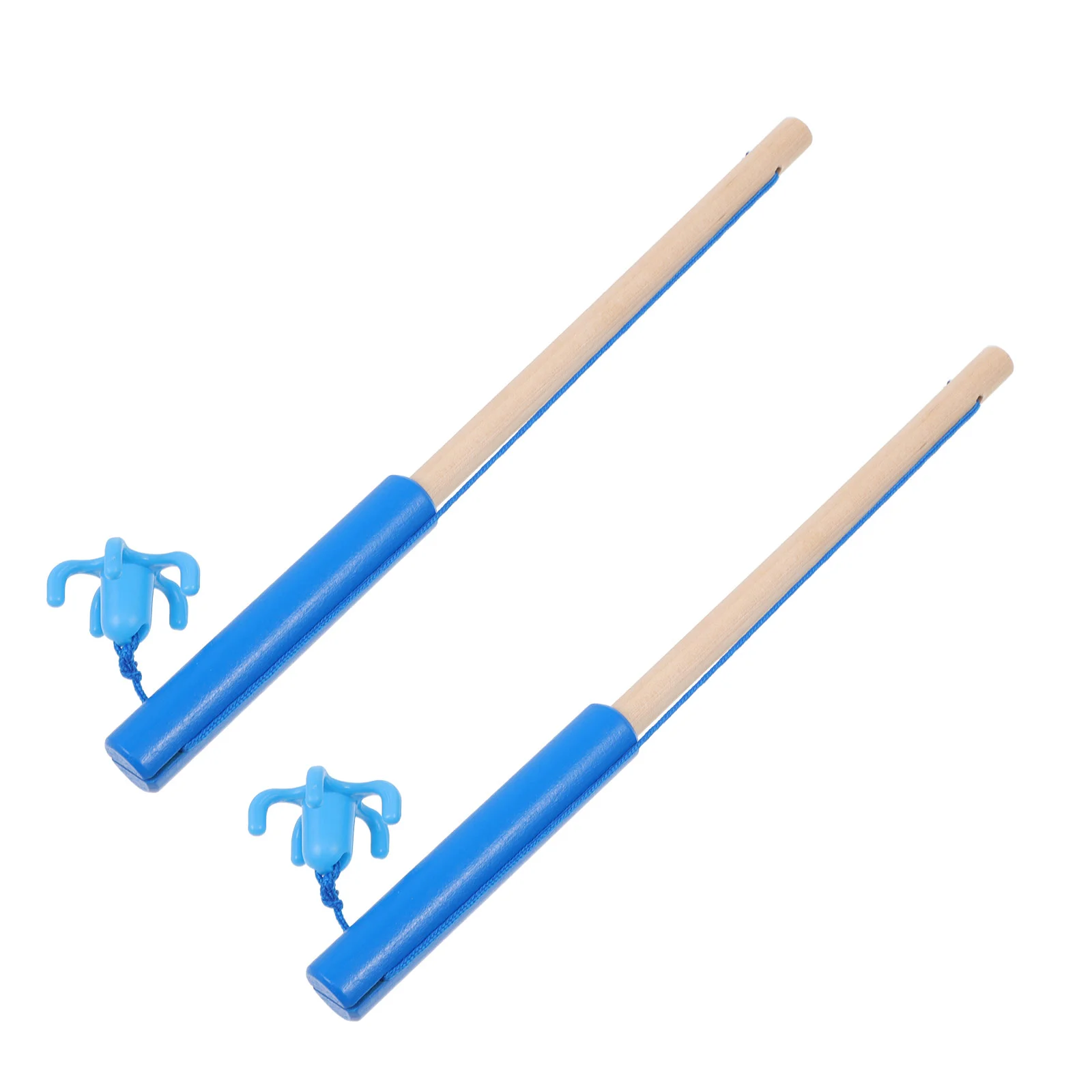 2 Pcs Kids Bath Toys Children's Fishing Wooden Rod with Hook Learning Magnetic for Girls