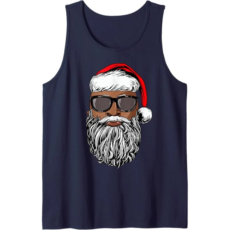 Christmas Santa Claus Face Black Xmas Afro African American Tank Top