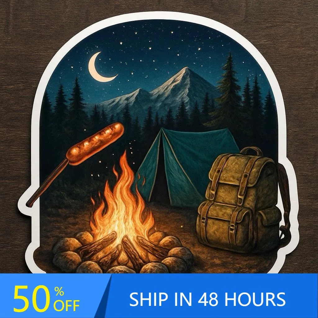

Camp Vibes Camping Pine Vintage Camper Van Walls Motor Home Truck Sticker Unique Aesthetic Funny Cool