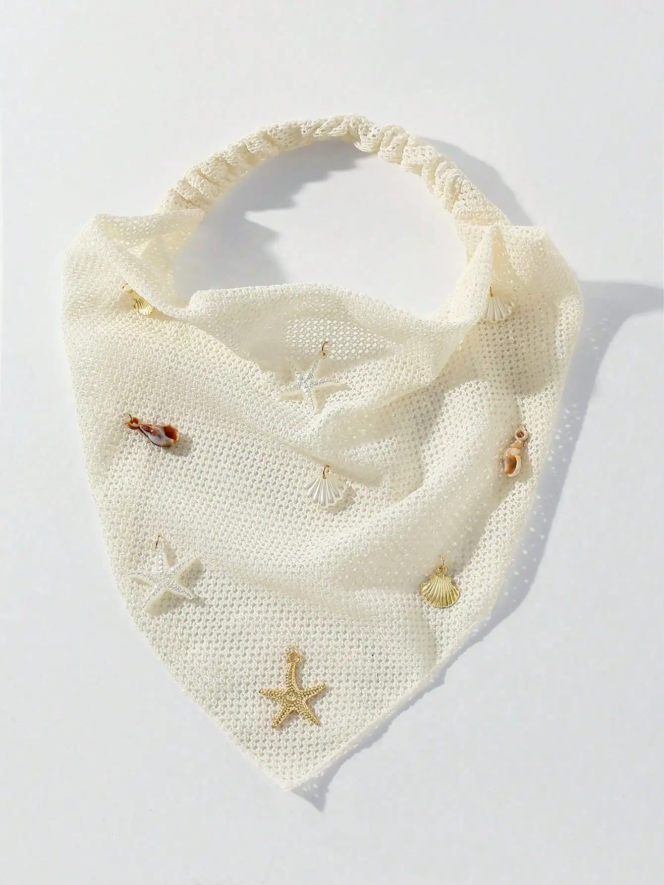 

1pc Women's Handmade Embroidered Ruffled Starfish & Shell Decor Headwrap, Suitable For Daily Wear And Vacation Summer Hair Accessories Beach Hair Band Vacay Headband Women Bandanas