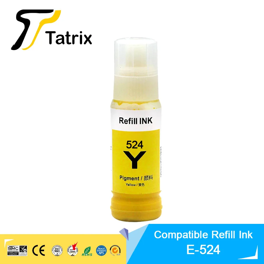 Tatrix 524 T524 Premium Color Compatible Bulk Bottle Water Based Refill Ink for Epson EcoTank L15150 L15160 Printer