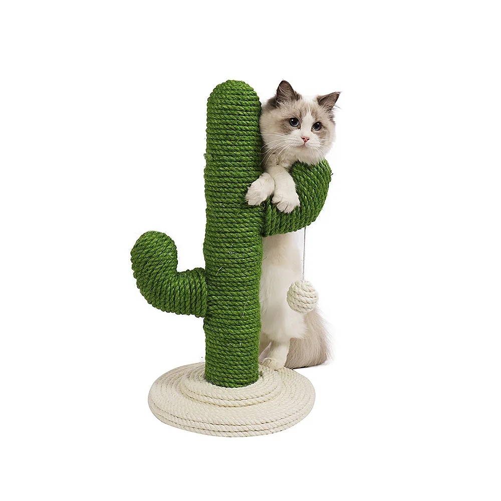 58CM Cactus Cat Scratcher Indoor Cats Claw Maintenance Green Pink Kitten Tree Full-Wrap Natural Sisal Rope Cat Scratching Post