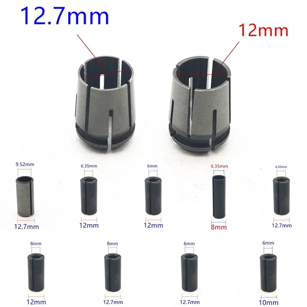 6mm 8mm 10mm 12mm 12.7mm 1/2 1/4 3/8 Adapter Router Chuck Collet For Power Rotary Tool Mini Drill Chucks Adapter