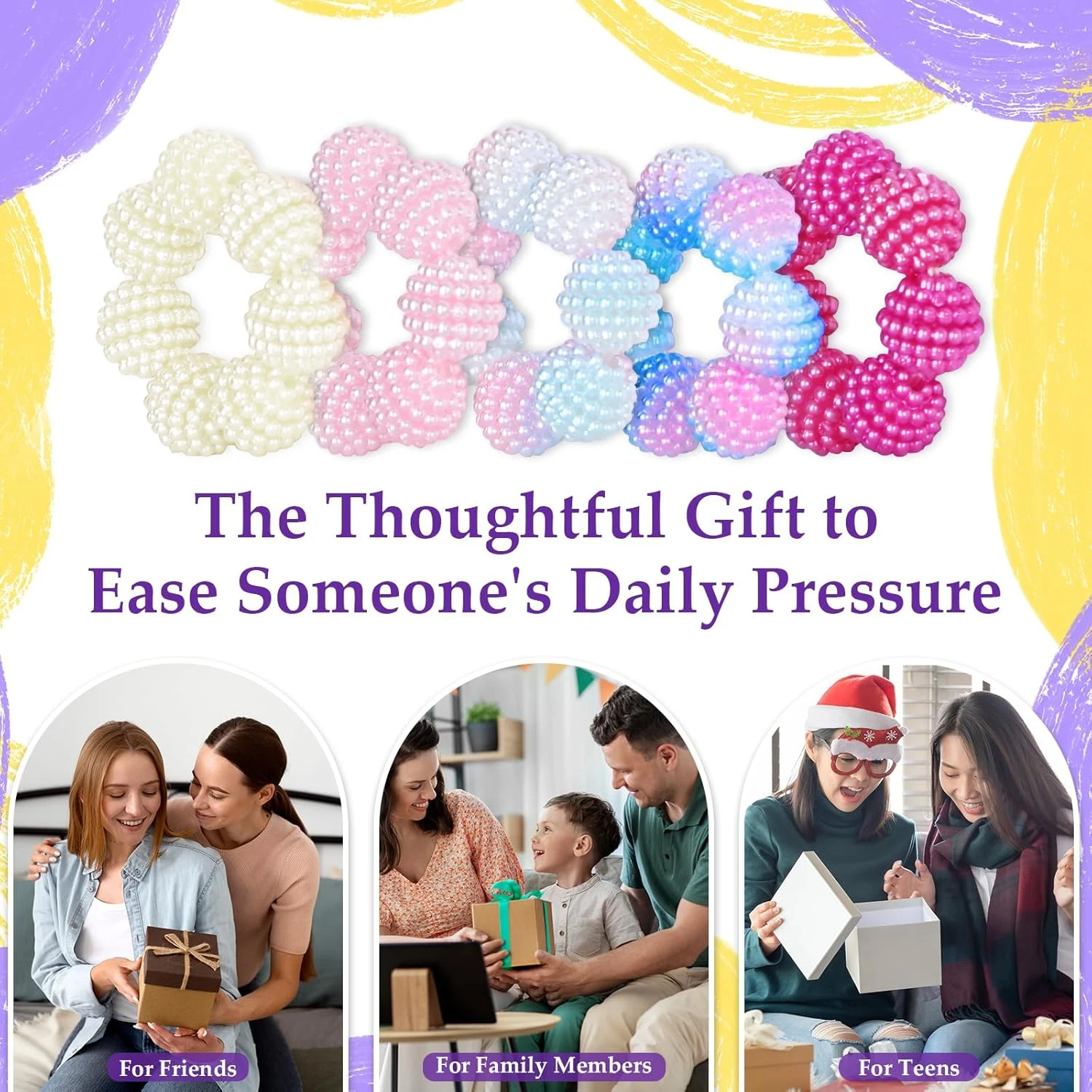 مجموعة مكونة من 5 قطع من حلقات فيدجيت الملونة وخرز أظافر وتدليك الأصابع وجهاز تخفيف الضغط، حلقة حسية لتخفيف التوتر، fi #5