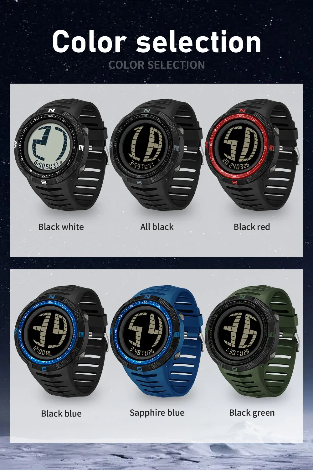 Fashion SANDA 6214 Sports Student Electronic Watch Multi functional Waterproof LED Large Dial Men's Electronic Digital Watch