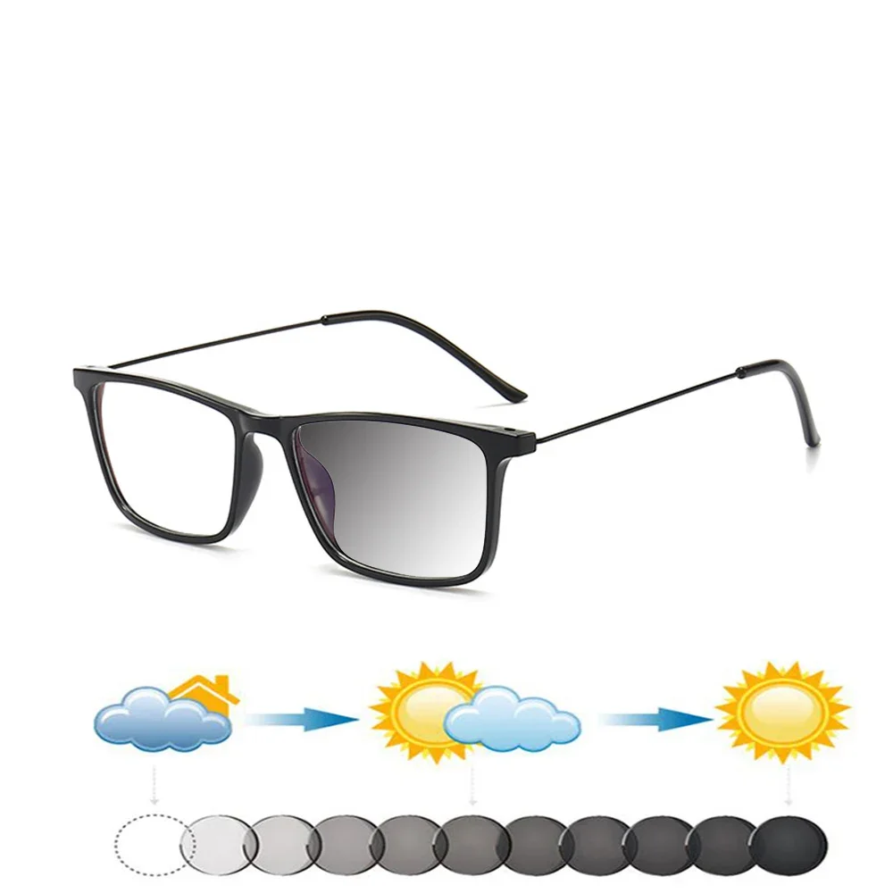 

Retro Delicate Hinges Rectangle Frame Ultra-light Comfortable Photochromic Reading Glasses +0.75 To +4