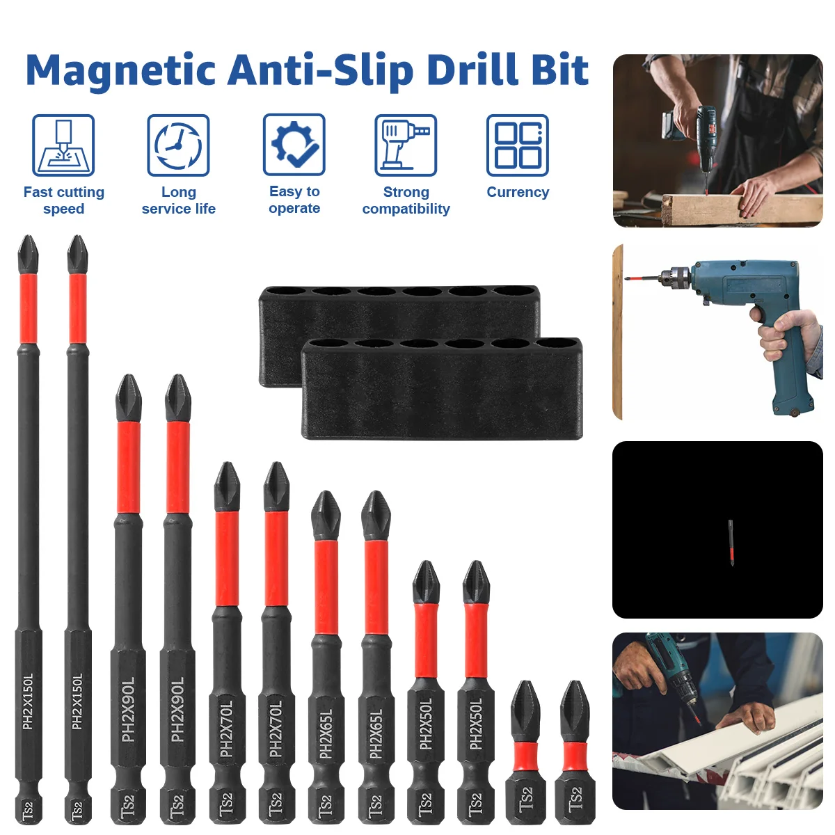 

10/12PCS Impact Cross Screwdriver Driver Bit Strong Magnetic AntiSlip Electric Screwdriver Bits Tool For Electric Drills Hexagon