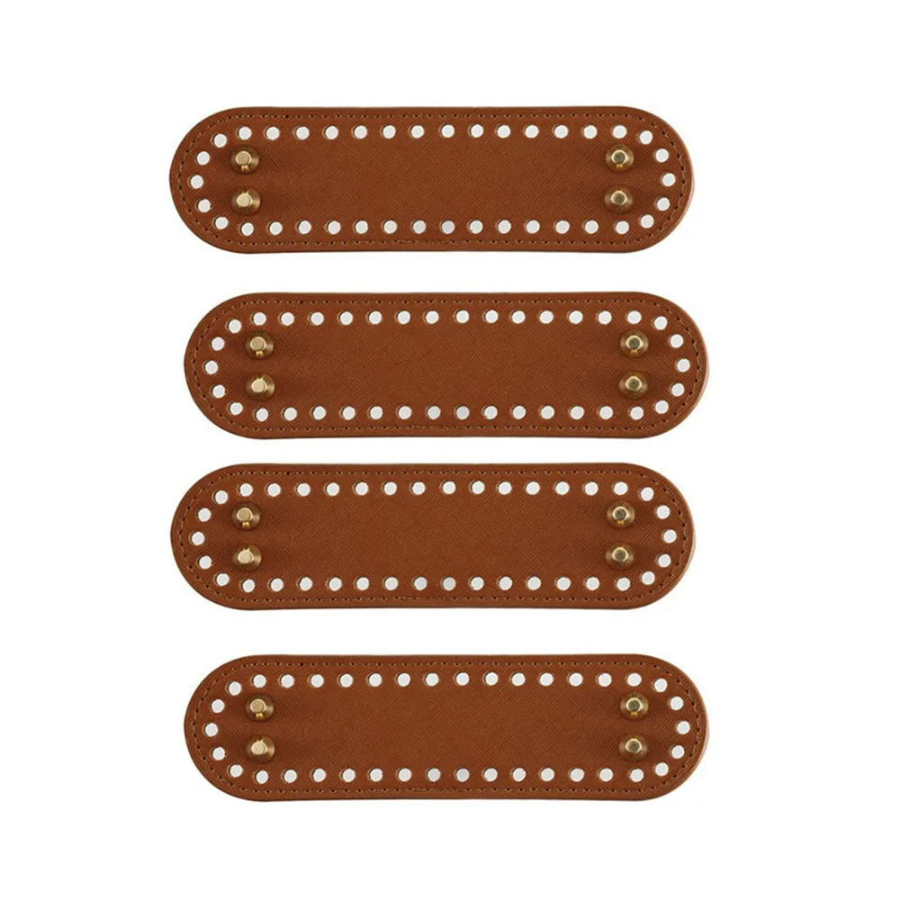 4 Stück DIY handgefertigte gewebte Taschenböden aus PU-Leder, gestrickte Taschenbodenplatten, Gepäckbodenzubehör (18 cm) S000517 – Detail 1
