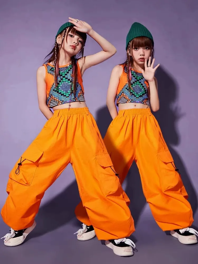 Jazz Dance Girls Costume Children Jazz Performance Hip-hop Street Dance Tide Clothing Work Pants Runway Show Clothes