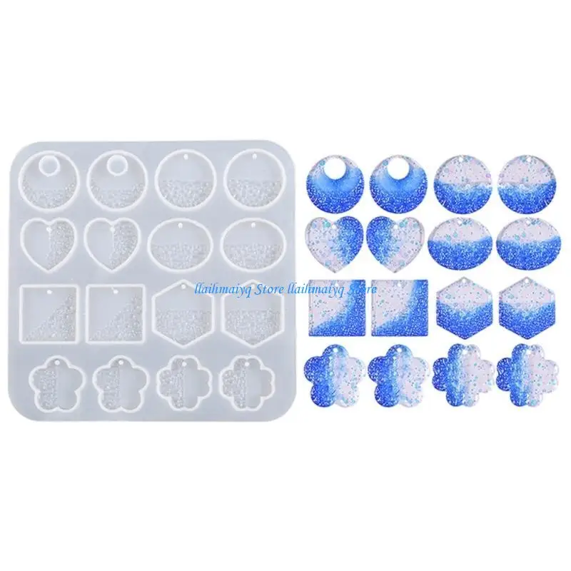 573B DIY Shiny Glossy Geometry-shaped Earrings Charm Mould Resin Epoxy Jewelry